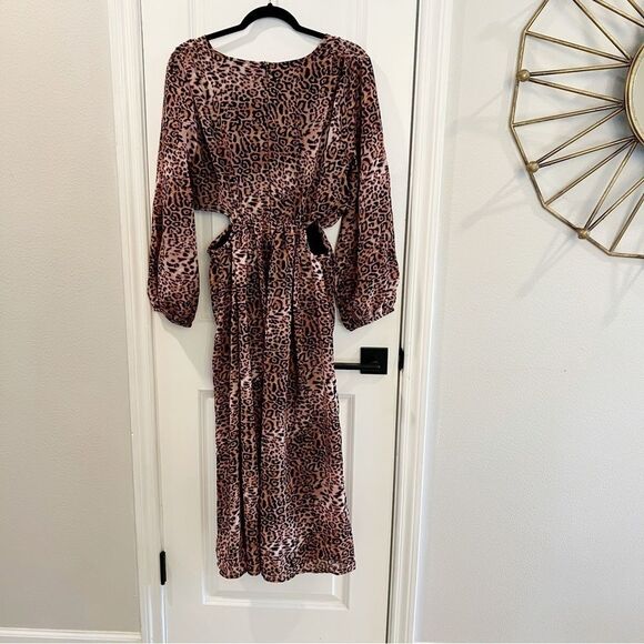 Anthropologie Ranna Gill Leopard Print Cut-out Midi Dress SZ L NWT - Picture 7 of 9